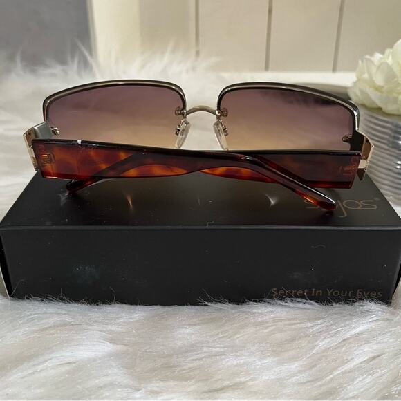 NEW Fantas-Eyes Y2K Rimless Square Oversized Tortoise Gradient Sunglasses NWOT - Picture 13 of 14